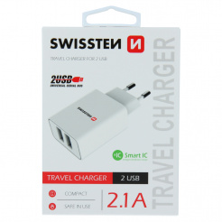  Adaptor de rețea SWISSTEN 2x USB, 10W, SMART IC - white 