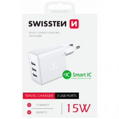  Adaptor de rețea SWISSTEN 3x USB, 15W, SMART IC - white 