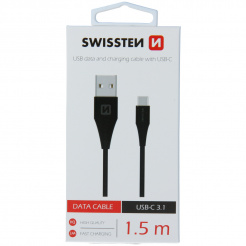  Cablu de date SWISSTEN USB / USB-C (3.1) 1,5 m - black 