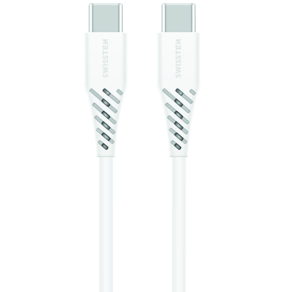 Cablu de date SWISSTEN TPU USB-C / USB-C, PD, 5 A (100 W) 1,5 m - alb