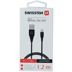  Cablu de date SWISSTEN USB / Lightning MFi 1,2 m - black 