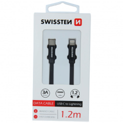  Cablu de date SWISSTEN USB-C / Lightning 1,2 m - black 