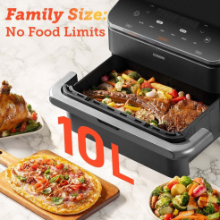 Cosori Dual Blaze TwinFry Smart 10L + clește - negru
